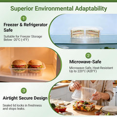49oz Plastic Meal Prep Containers with Lids 50PK, BPA Free Disposable Food Box To Go Microwave Safe