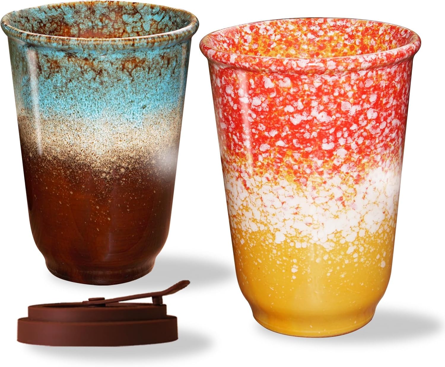 Ganfaner 13oz Ceramic Travel Coffee Mug Set - Modern Large Coffee Mugs