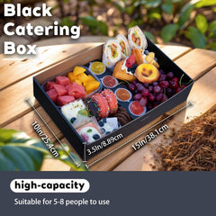 Ganfaner 8PCS Black Cardboard Grazing Box with Clear Lids - 15"x10"x3.5" Disposable Charcuterie Platter Serving Trays, BPA-Free Bakery Boxes for Cookies Cupcakes Pastries Catering Take-Out Parties