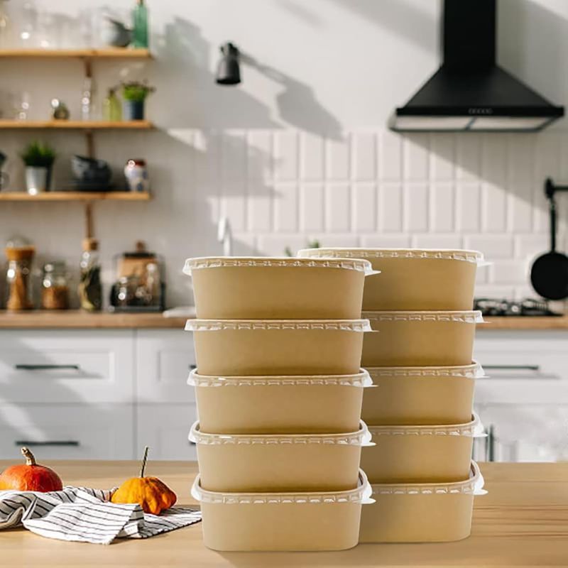 Ganfaner 25oz Disposable Paper Bowls with Lids