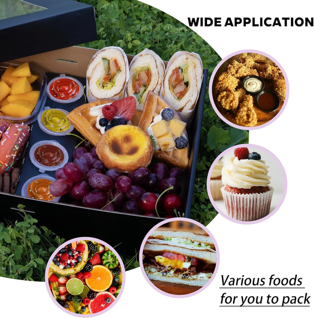 Ganfaner Black Grazing Box with Clear Lid – 8 Pack 15"x10"x3.5" Disposable Charcuterie Boxes with Cup Insert for Catering, Parties & Picnics