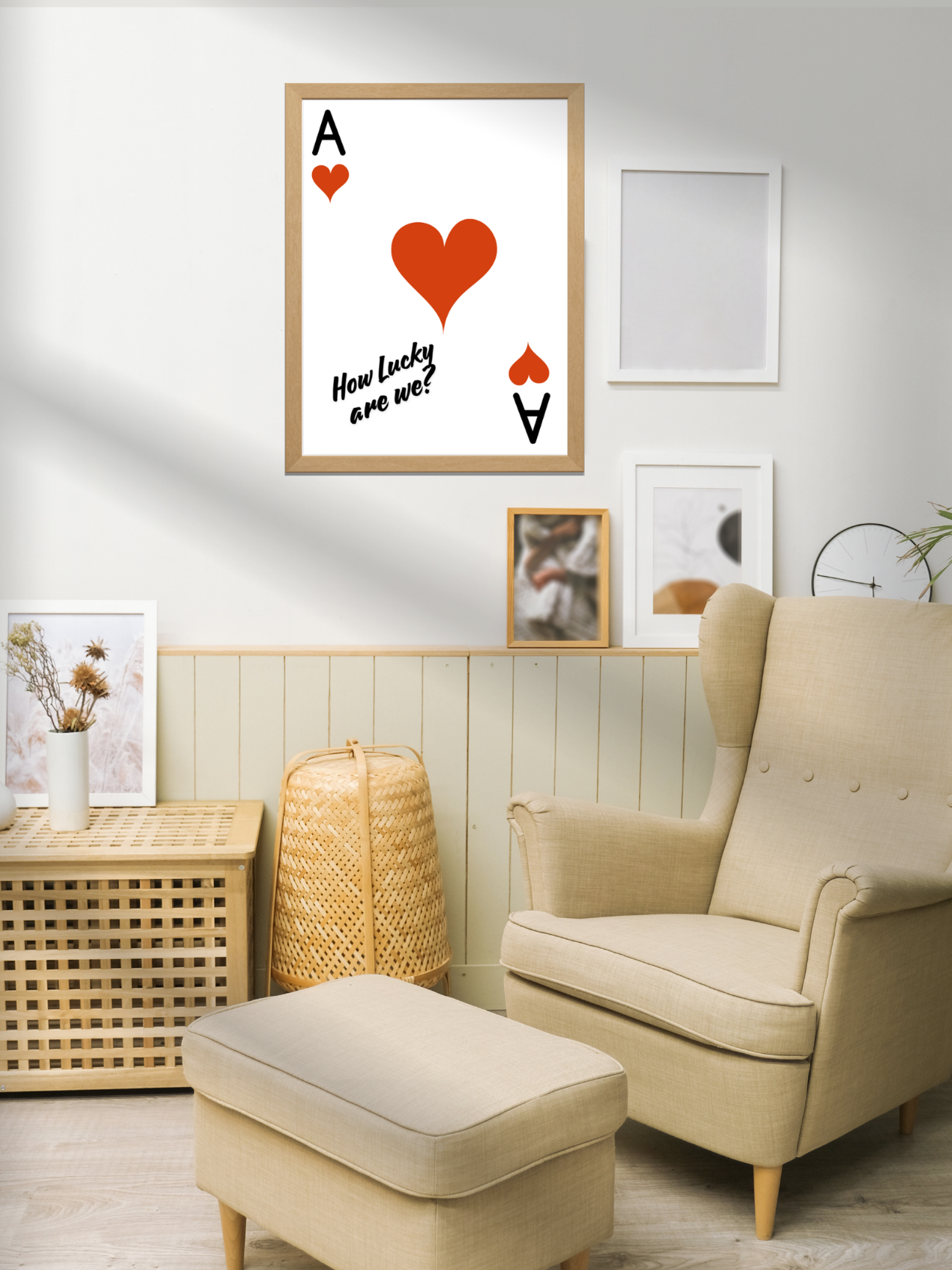 How Lucky are We Print | Ace of Hearts Poster | Bedroom Poster | Hallway Wall Art | Living Room Print | New Home Gift | Paper Anniversary