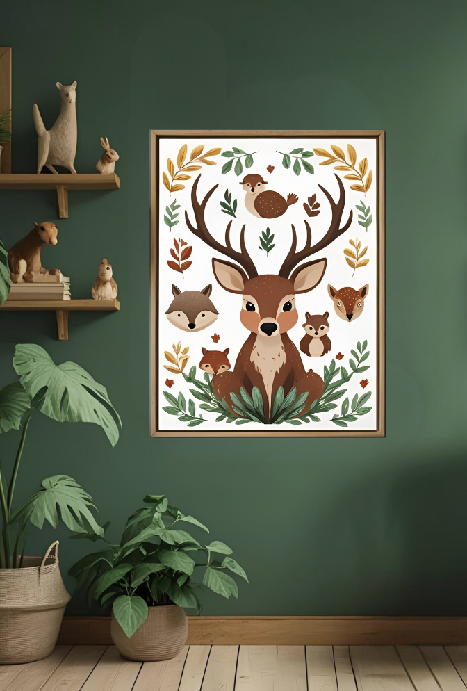 Ganfaner Woodland Animal Canvas Wall Art: Forest Magic for Your Walls