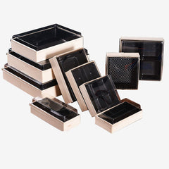 Ganfaner Disposable Wooden Sushi Packaging Box with PET Lid and 4 Cells Insert