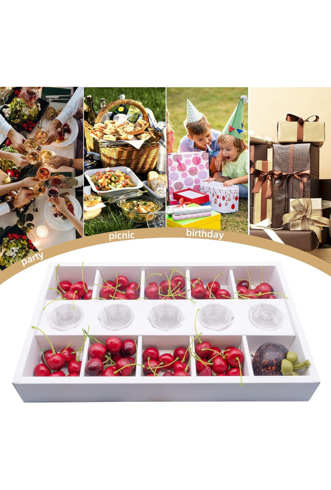 Ganfaner 10-Pack 8-Compartment Picnic Catering Boxes with Lids