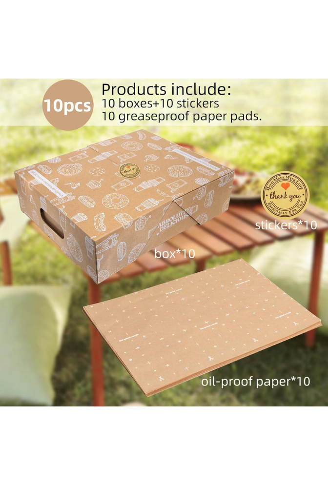 Ganfaner 10-Pack Grease-Proof Pastry Takeout Boxes with Lids