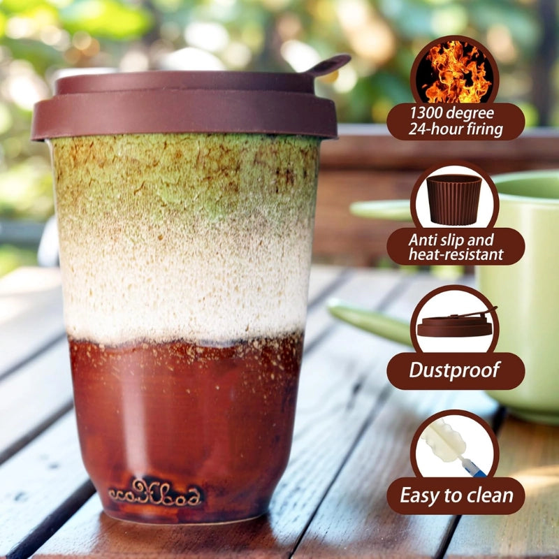 Ganfaner 13oz Five-element Ceramic Travel Coffee Mug Set 6