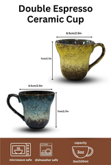 Ganfaner Ceramic Espresso Cup Set 3oz Demitasse Cups with Handles