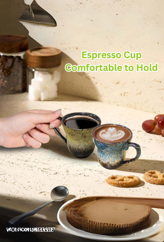 Ganfaner Ceramic Espresso Cup Set 3oz Demitasse Cups with Handles