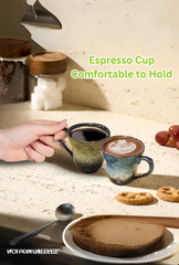 Ganfaner Ceramic Espresso Cup Set 3oz Demitasse Cups with Handles