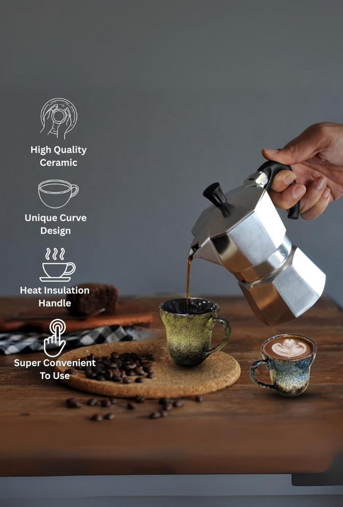 Ganfaner Ceramic Espresso Cup Set 3oz Demitasse Cups with Handles