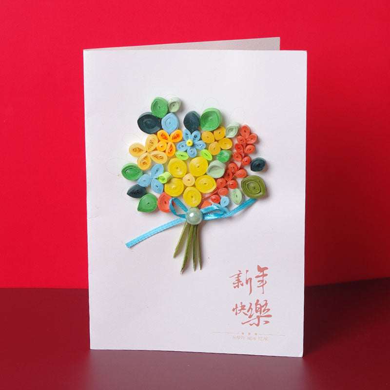 Handmade Quilling Paper Chinese New Year Greeting Card for Holiday