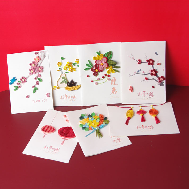 Handmade Quilling Paper Chinese New Year Greeting Card for Holiday