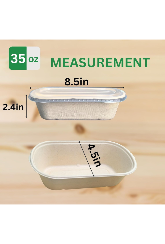 Large 35oz Paper Bowls with Lids – 50 Meal Prep Containers for Burrito & Takeout-Ganfaner