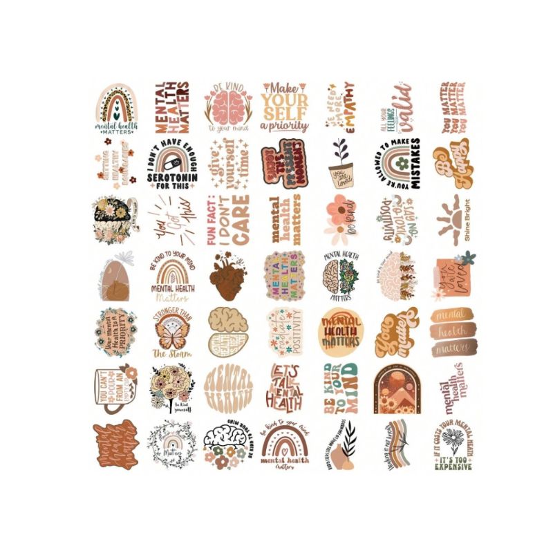 50pcs Bohemian Style Self-Motivation Stickers English Graffiti Stickers For Personalized Decoration, Guitar, Notebook Luggage Computer Motorcycle Skateboard Phone Back to School