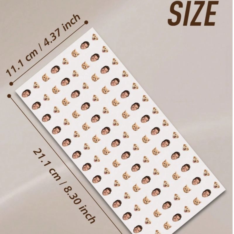 1pc Custom Face Nail Sticker Personalized Custom Photo Nail Waterproof Decals Nail Tattoo Fashionable Nail Art Custom Face Sticker DIY Nail Art Sheet Idea Gift For Christmas Unique Gift For Family Friends