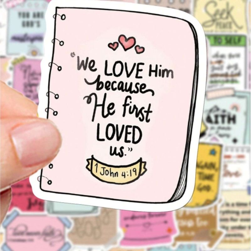 50pcs Bible Verse Sticker Stamps Notes For Scrapbooking Diary Notebook Phone Case Laptop Water Cup Refrigerator Decoration Back To School