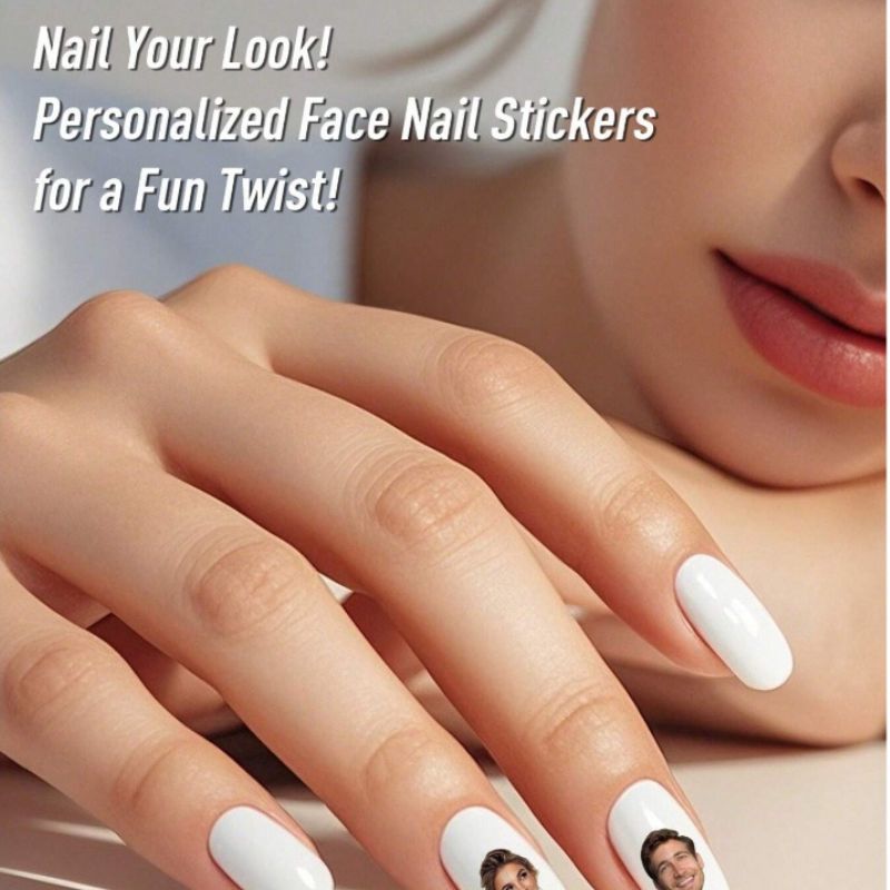 1pc Custom Face Nail Sticker Personalized Custom Photo Nail Waterproof Decals Nail Tattoo Fashionable Nail Art Custom Face Sticker DIY Nail Art Sheet Idea Gift For Christmas Unique Gift For Family Friends