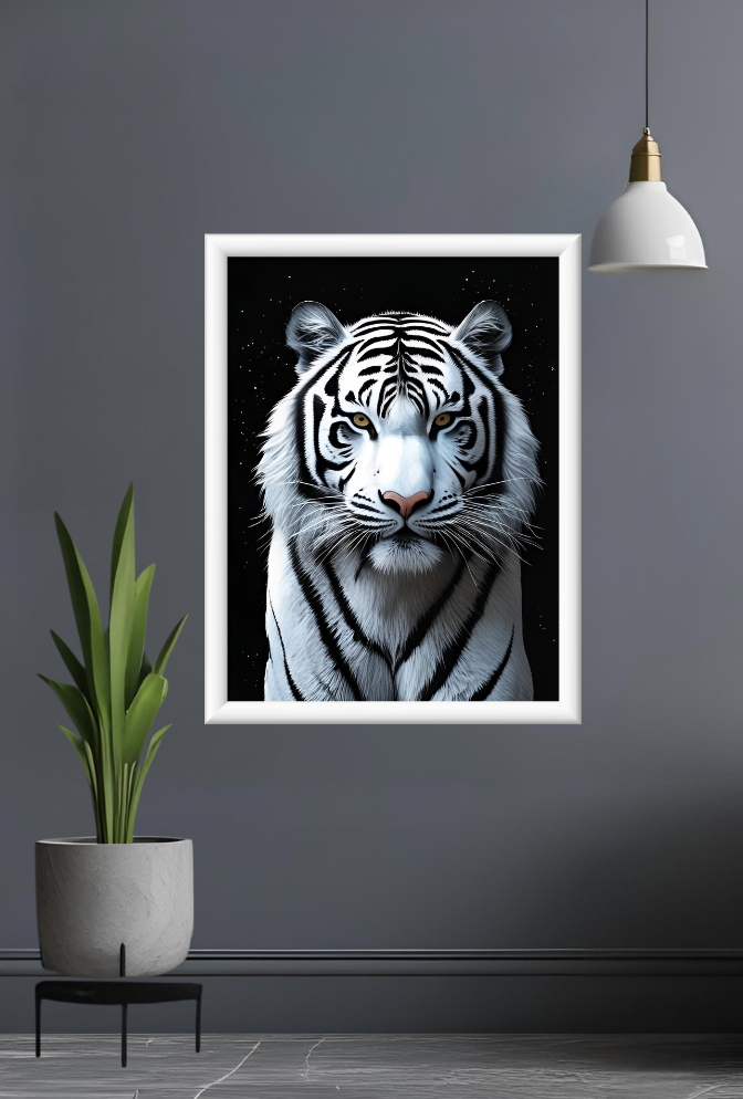 Ganfaner White Tiger Canvas Wall Art: Wild Beauty Unframed