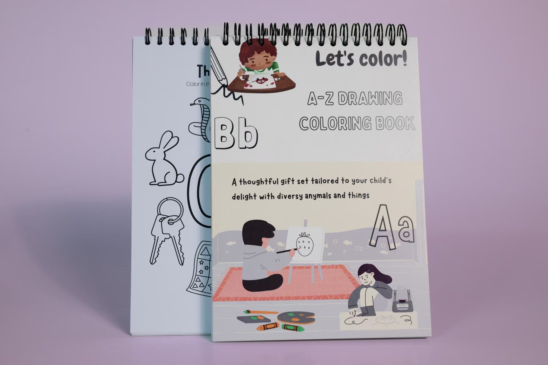 A-Z Coloring Drawing Book Including 26 letters with Relavant Objects Line Sketch