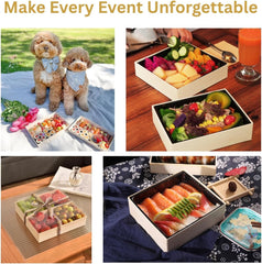 Ganfaner Disposable Wooden Bento Food Containers - 25 Pack Rectangular Takeout Boxes with Lids, Oil-Proof Spill-Proof Eco-Friendly Poplar Wood Lunch Boxes 84oz [9.4"x6.9"x2.3"]