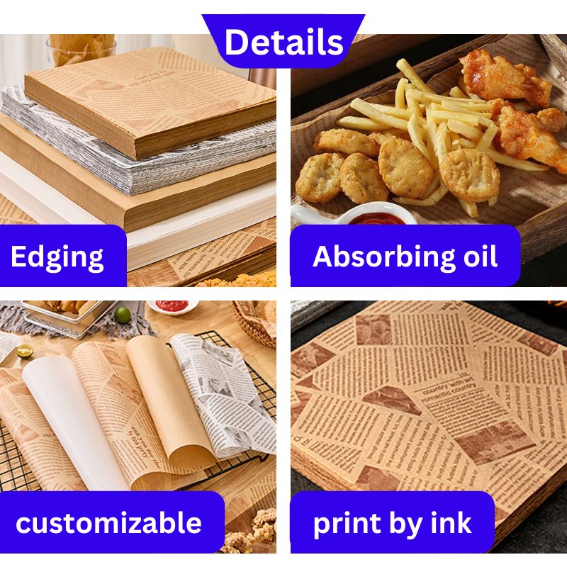 Food grade gasket paper greaseproof baking paper Burger paper packaging paper English newspaper gasket paper silicone oil paper